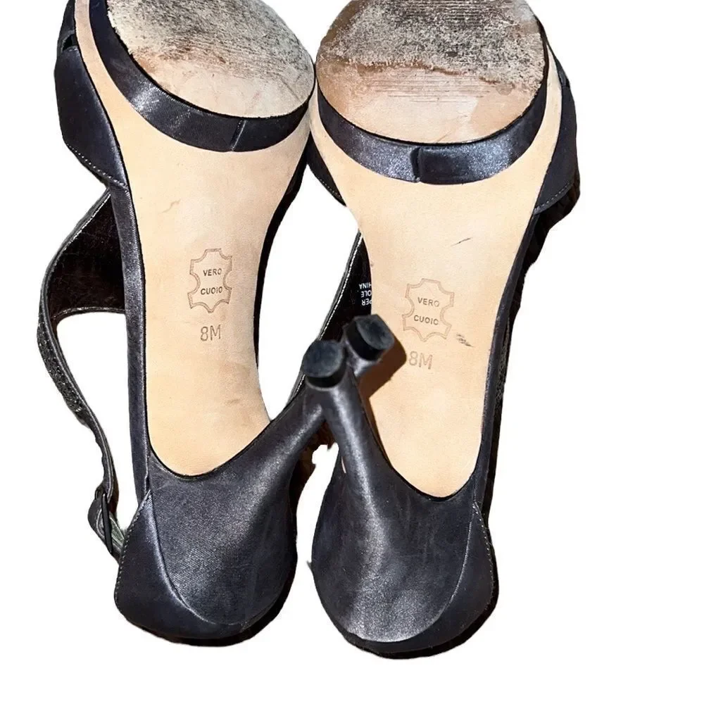 Glint Gray Fabric Heeled Sandals Size 8 M